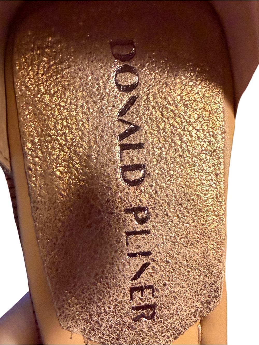 Donald Pliner NWT Sz 6M Metallic Gold Leather Crisscross Block Heel Sandals 362 - Picture 7 of 12